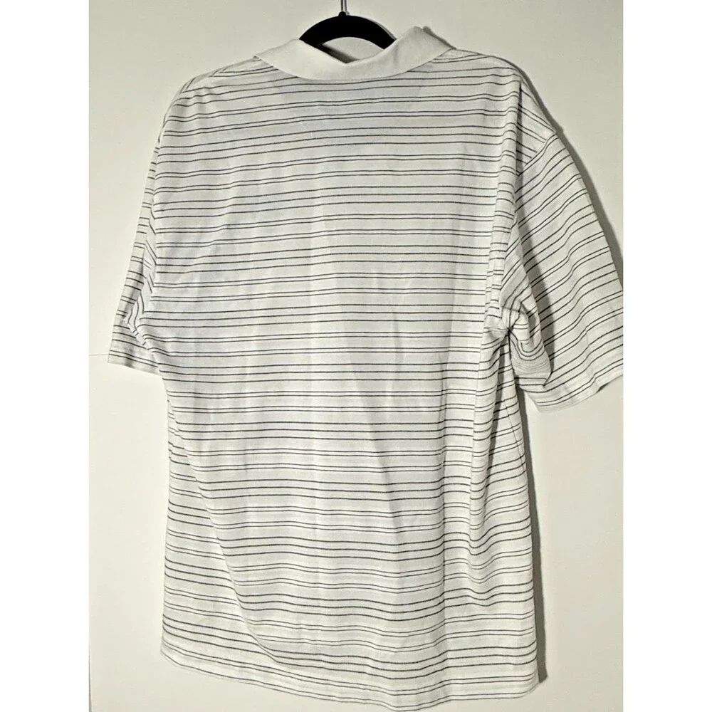 Nike Golf Polo Shirt Mens L White Striped Dri Fit Unique Celebration Golf Club